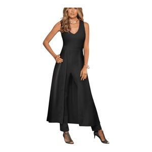 fits size M Desk Dinner Office Cocktail Party Night Out Skirted Black Jumpsuit